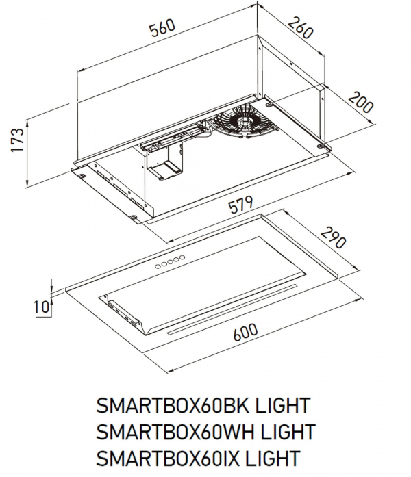 Вытяжка полновстраиваемая Meferi SMARTBOX60BK LIGHT в магазине «На диване» в Омске  — Выгодная цена