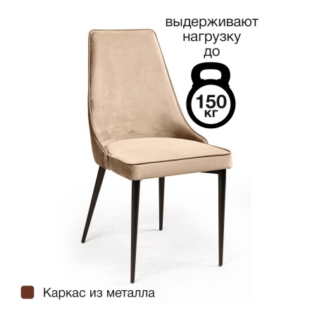 Стул Оливер комплект (4 шт), бархат бежевый 5/ чёрный конус