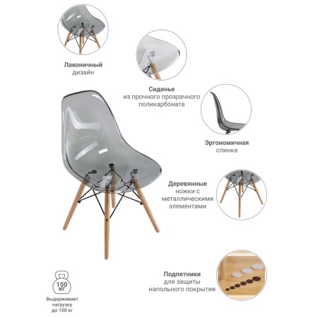 Стул Eames прозрачный серый в магазине «На диване» в Омске  — Выгодная цена