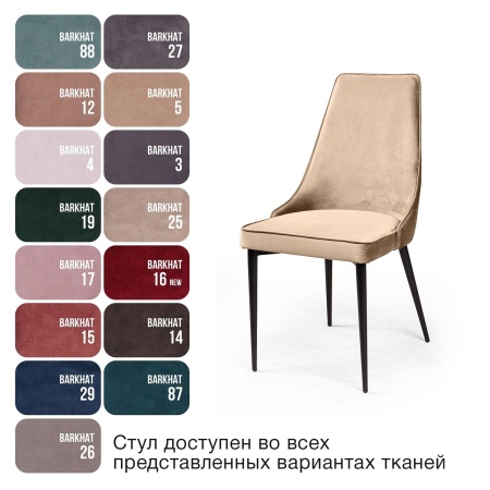 Стул Оливер комплект (4 шт), бархат бежевый 5/ чёрный конус